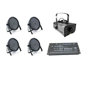 Kit 4 Par Leds 3 Em 1 + Máquina De Fumaça 1200W + Mesa Pilot