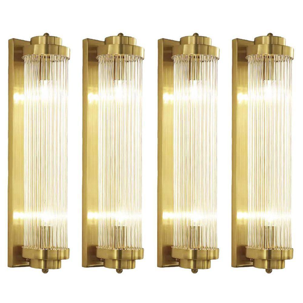 Kit 4 Arandela Dourada Interna Vidro Cristal Corredor Bet35