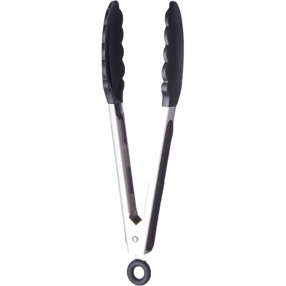 Pegador Alimentos Em Silicone E Aço Inox Preto 26Cm Wellmix