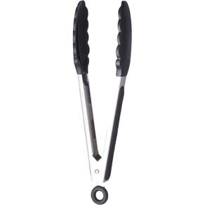 Pegador Alimentos Em Silicone E Aço Inox Preto 26Cm Wellmix