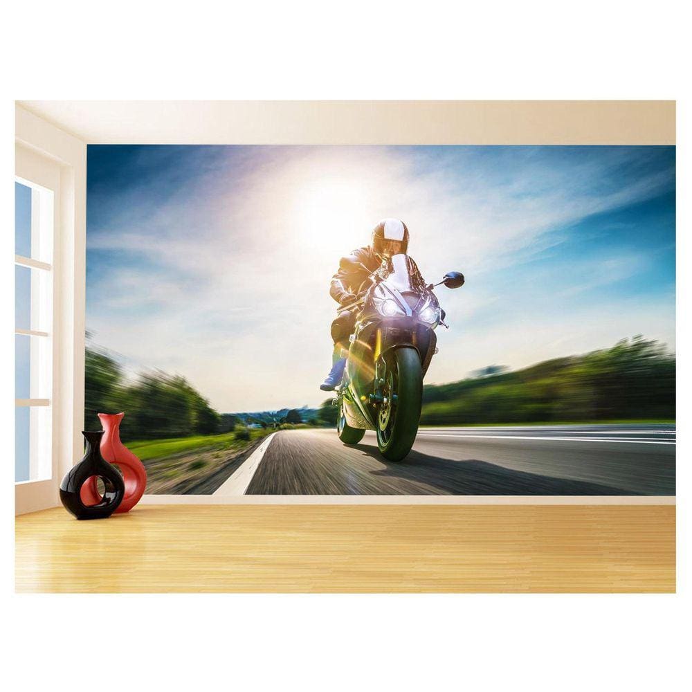 Papel De Parede 3D Moto Esporte Viagem Estrada 3,5M Bkm75