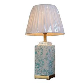 Abajur Luminária Quarto Porcelana Branco Verde Metal 65X34