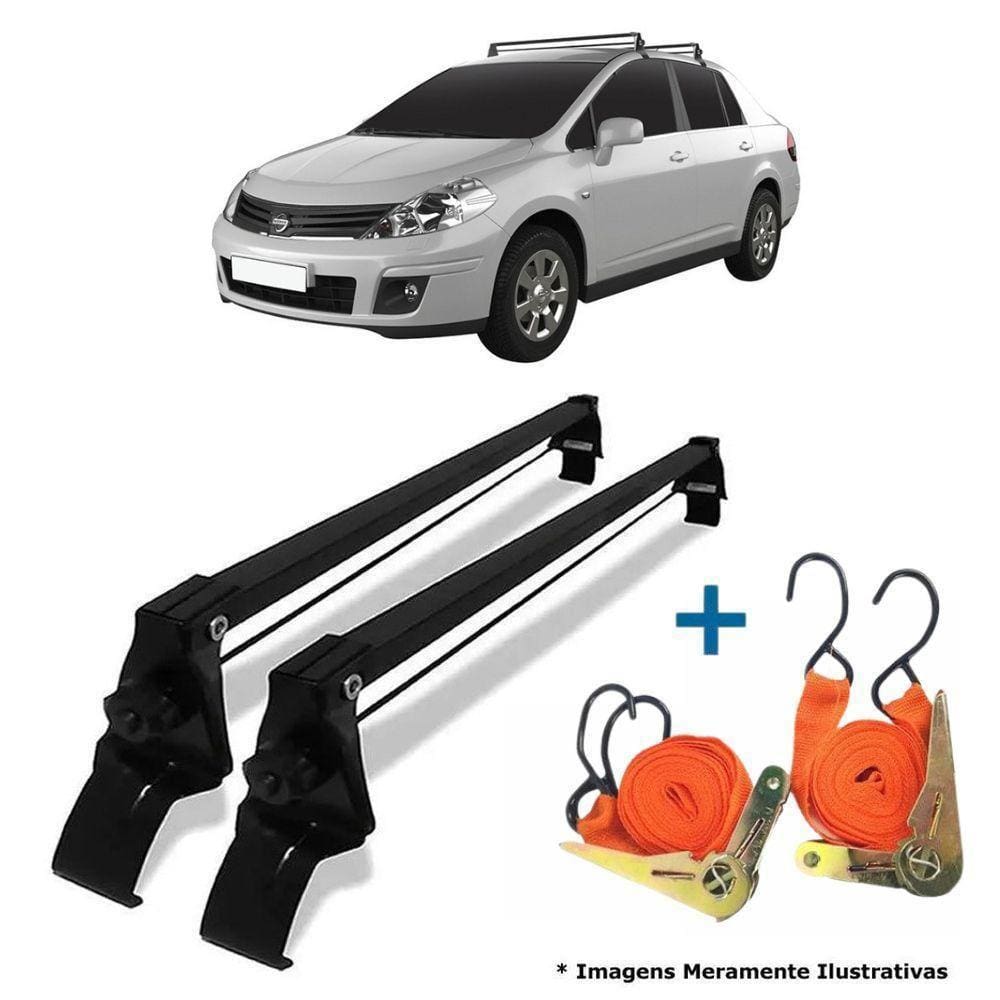 Rack De Teto Bagageiro + 2 Cintas Tiida Hatch Ano 10/19