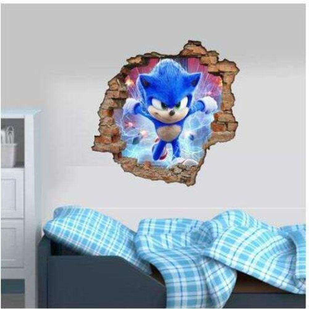 Adesivo De Parede Buraco Falso Sonic Mod 2