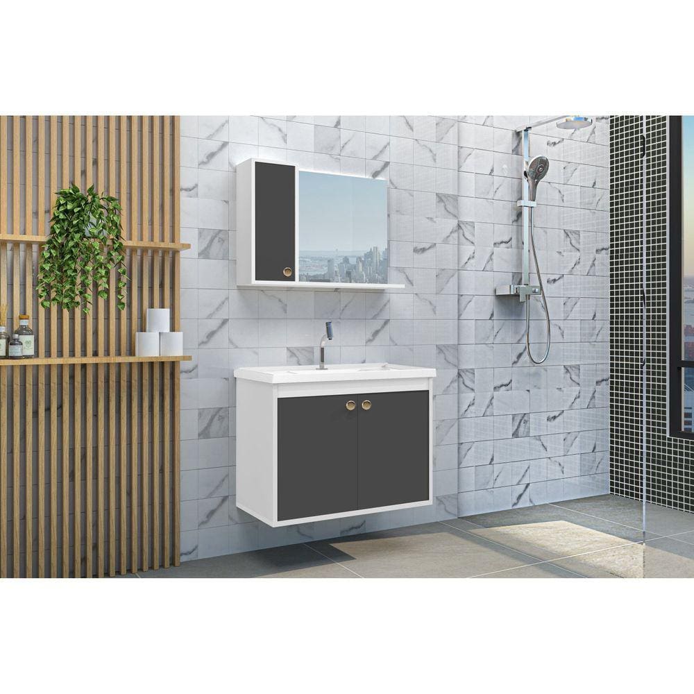 Conjunto para Banheiro Clean 60 Branco / Grafite