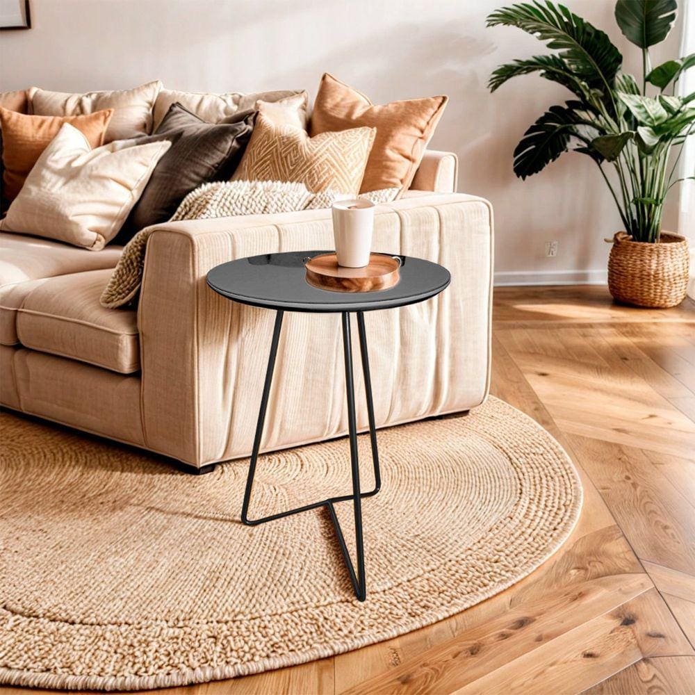 Mesa de Canto Lateral Paris Metal 60x40 Cm Preto