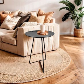 Mesa de Canto Lateral Paris Metal 60x40 Cm Preto