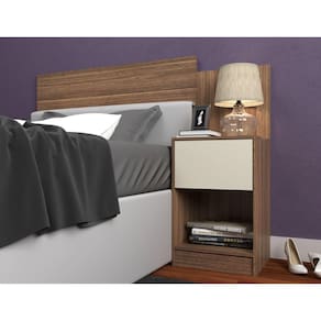 Cabeceira de Solteiro Altesa 1 Gaveta e 1 Nicho Castanho/OffWhite