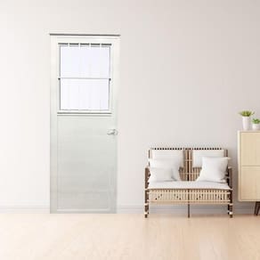 Porta Social Lambril de Alumínio 210 X 90cm Linha 25 Lado Direito Esquadrias Bergame Branco