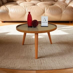 Mesa de Centro com Vidro Tray Laminada 60/35 Cinza