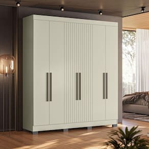 Guarda Roupa Dakota Casal 6 Portas Ripado Off White