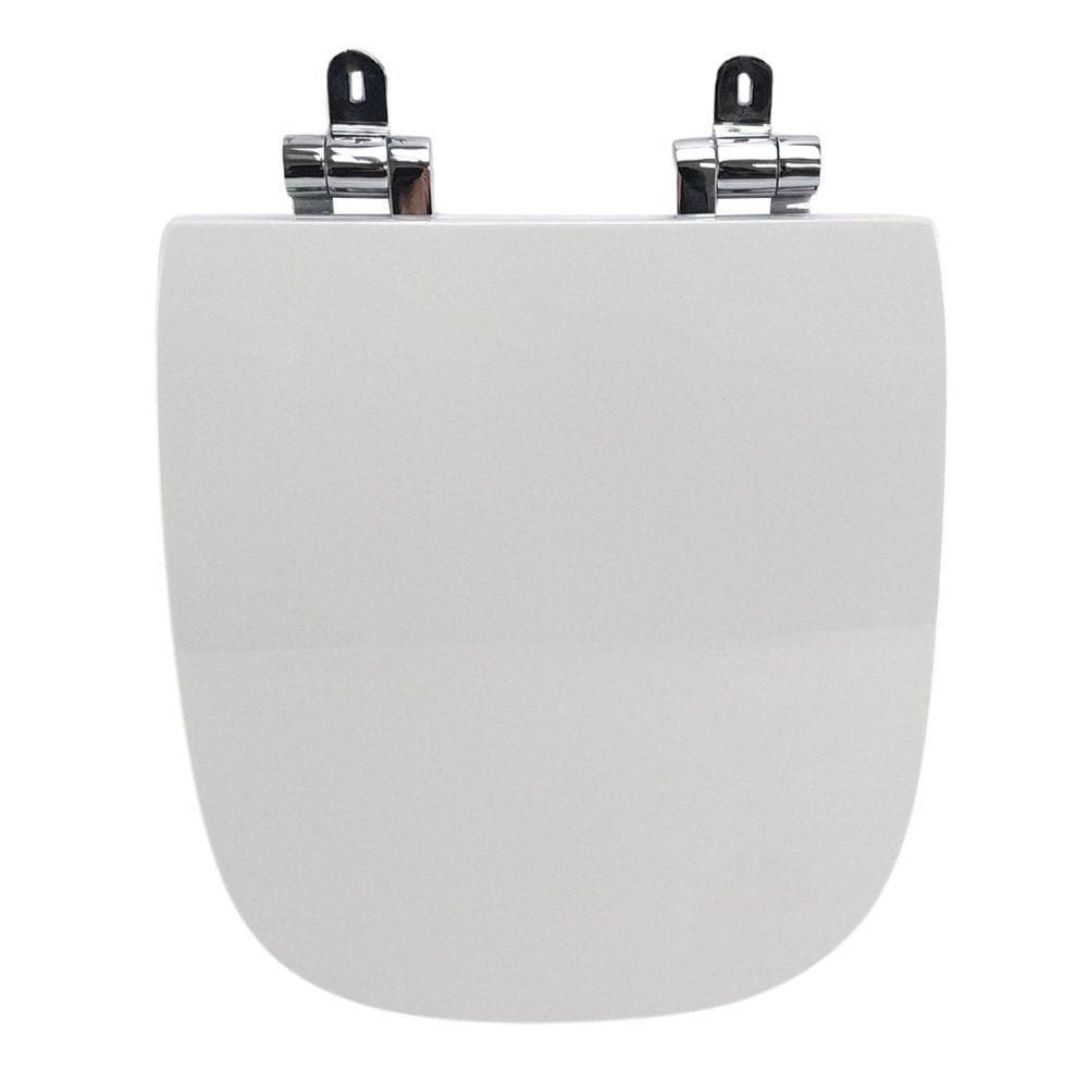 Assento Sanitário Poliéster para Louça D-code duravit Slow Close Cromado Branco