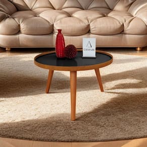 Mesa de Centro com Vidro Tray Laminada 60/35 Preto