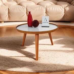 Mesa de Centro com Vidro Tray Laminada 60/35 Branco