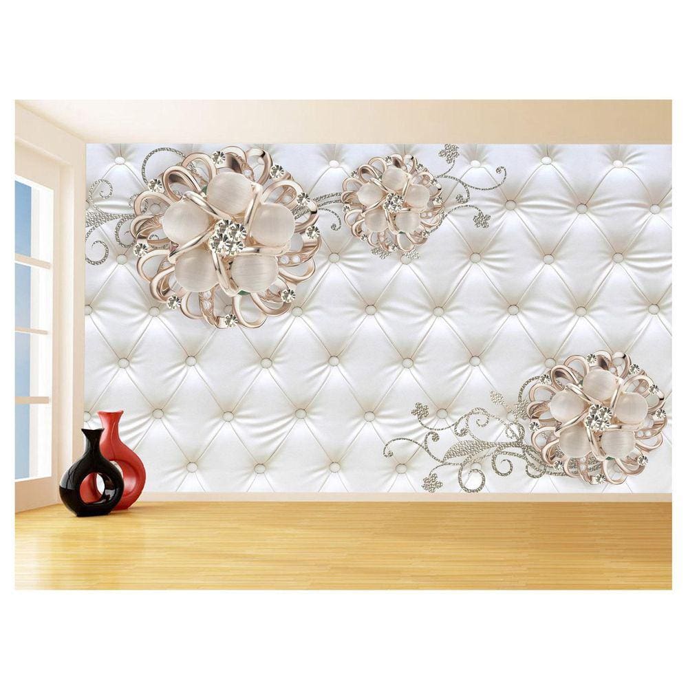 Papel De Parede 3D Floral Textura Sala Flores 3,5M Xfl303