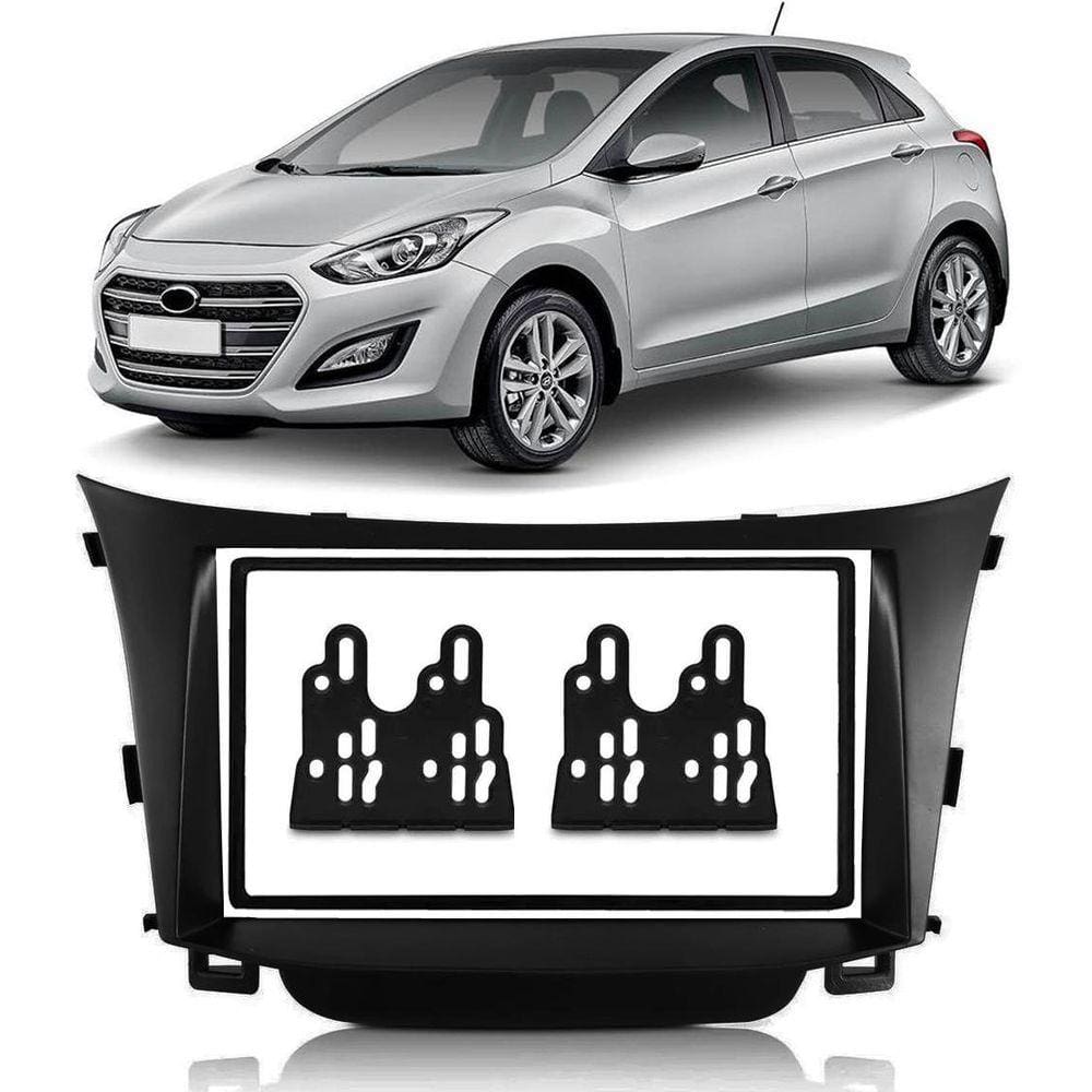Moldura Painel 2 Din 7 Pol Hyundai I30 2013 À 2016 Preto