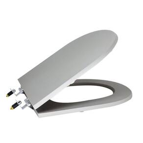 Assento Sanitário Poliéster para Louça Riviera/smart celite Super Luxo Cromado Stone Cinza Fosco