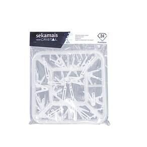 Varal De Pendurar Quadrado Cristal Com 24 Prendedores 32Cm