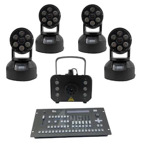 Kit 4 Mini Moving + Máquina De Fumaça 1200W + Mesa Pilot