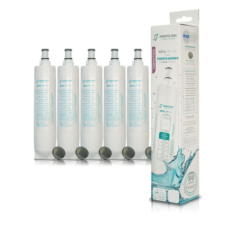 Kit 5 Refil Hidrofiltros Compatível Com Purificador Consul