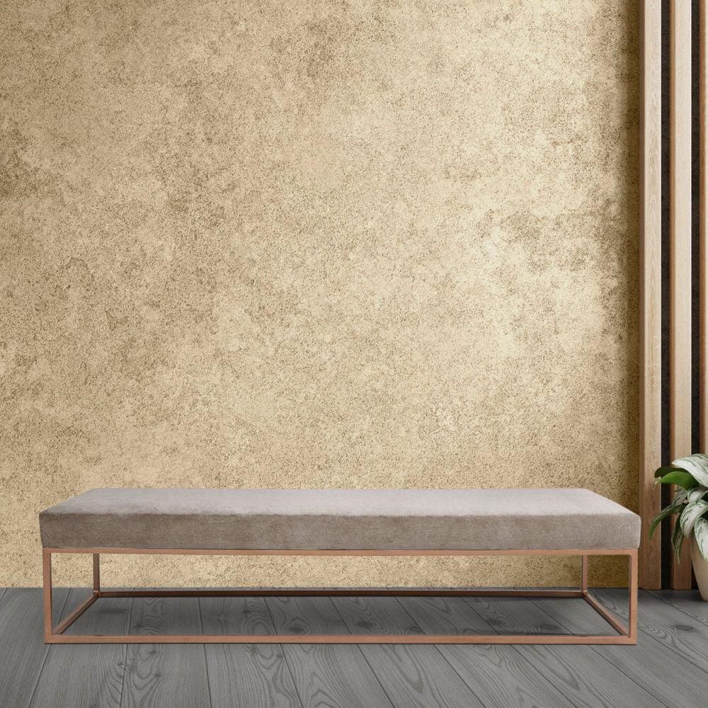 Puff Giulia para Sala de Estar 100cm Bege/Dourado