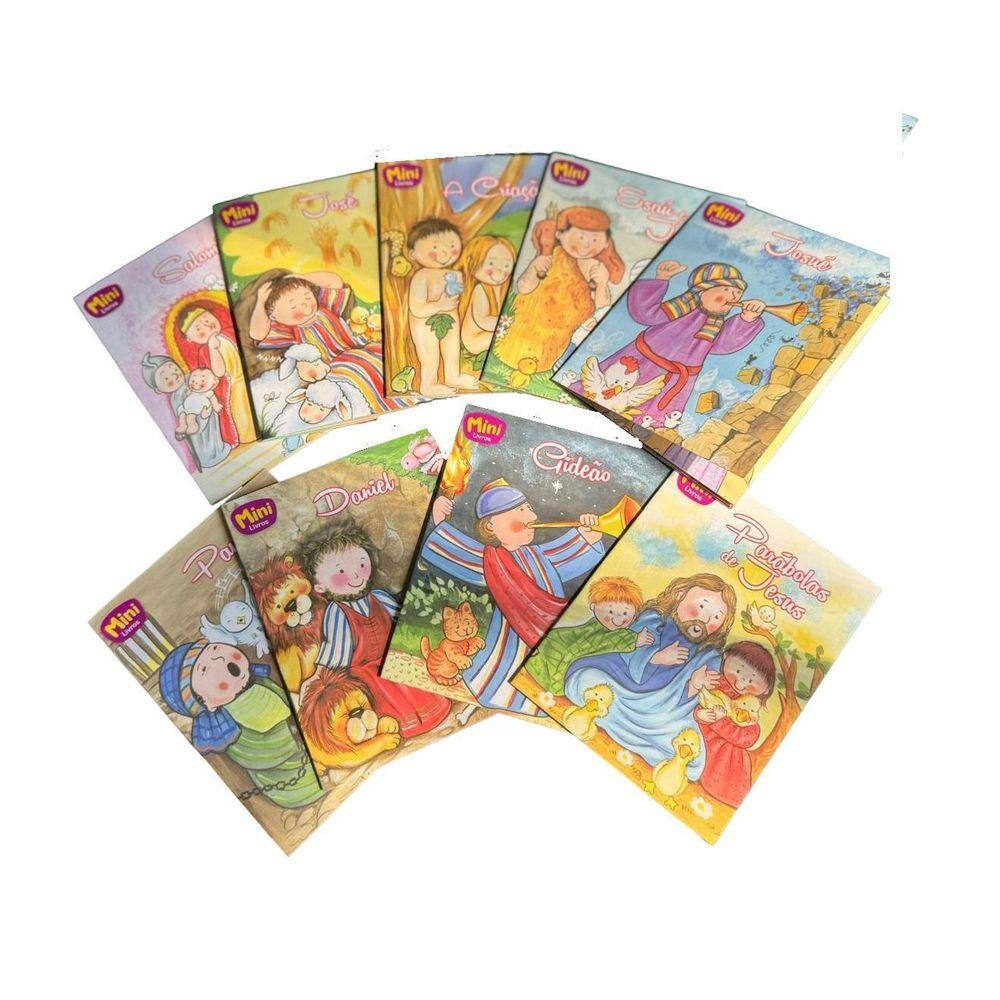 Kit Mini Livros Bíblicos Infantil Colorido Educativo -20 Und