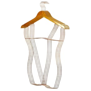 10 Cabide De Madeira Silhueta 3D Marfim Rose / Dourado
