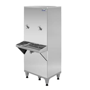 Bebedouro Industrial Inox Coluna 50 Litros 2 Torneiras Ra50 Com Filtro 220V Frisbel