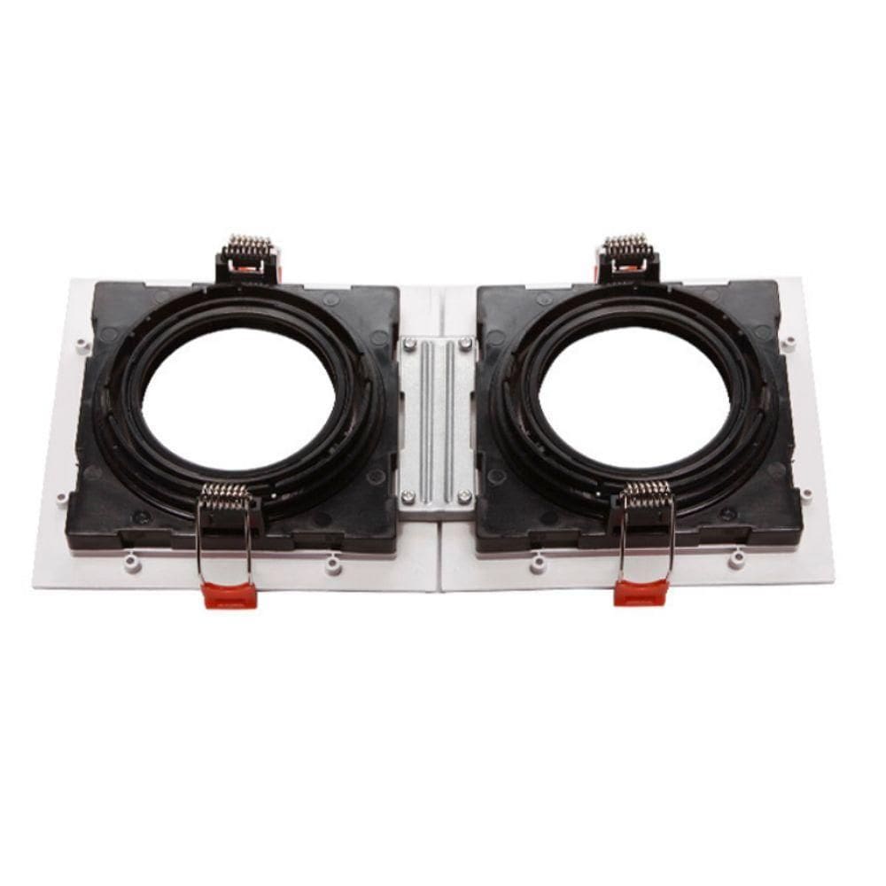 Spot De Embutir Quadrado Recuado Duplo Mr11 Direcionável Branco Com Preto