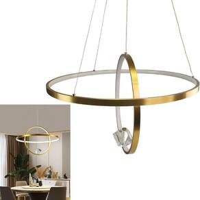 Luminaria Lustre Pendente 2 Aneis Arco Luxo Perfil Moderno Planeta Infinito Sala Jantar Re