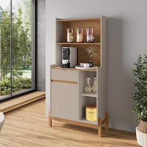 Aparador para Sala de Estar Cantinho Café Bari Off White/Cedro