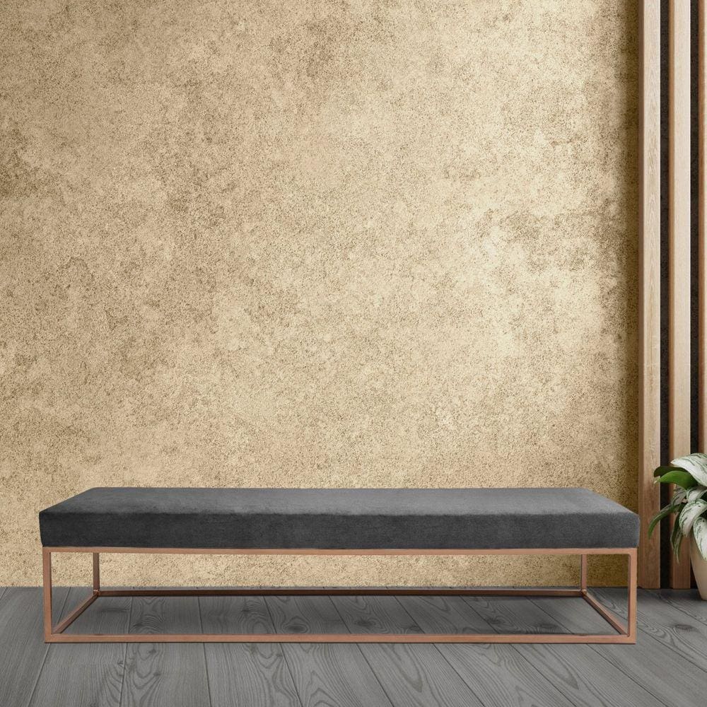 Puff para Sala de Estar Giulia 140 Cm Cinza/Dourado