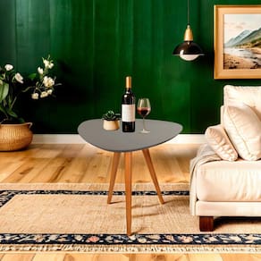Mesa Lateral Pé Palito Laca Orgânico Libano 60x70 Cinza
