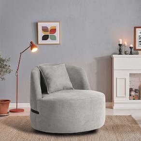 Poltrona Giratória para Sala de Estar Laila Cinza/ Preto