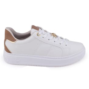 Tênis Feminino Via Marte 055-001 dourado cadarço