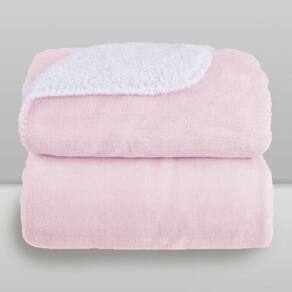 Cobertor Microfibra Plush Com Sherpa Rosa - Laço Bebê