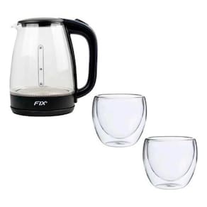 Jarra Vidro Elétrica 1,8L + Copo Vidro Duplo 140ml 2p