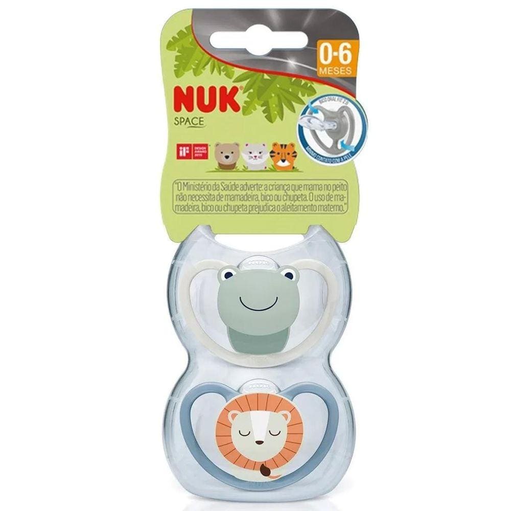 Kit 2 Chupeta Nuk Space Silicone Glow Brilha No Escuro