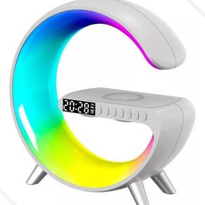 Luminária G Led Rgb Carregador Indução Relogio Despertador