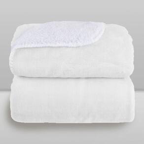 Cobertor Microfibra Plush Com Sherpa Branco - Laço Bebê