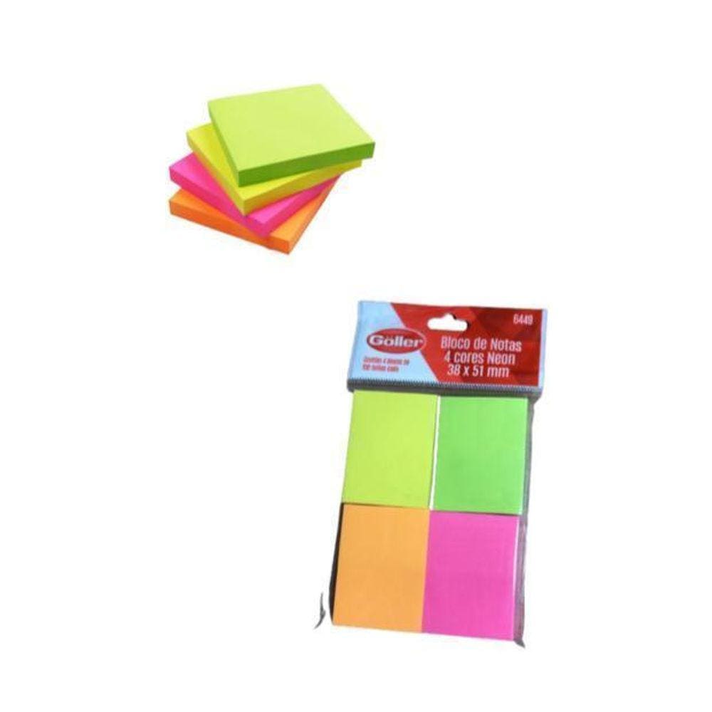 Bloco De Notas 4Cores Neon 38X51Mm- Goller