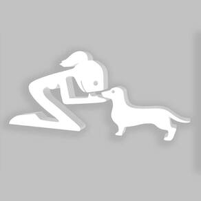 Decoração 3D Menina e Salsicha Cachorro Pet - Branco