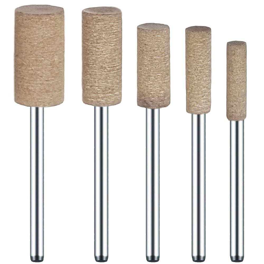 Kit 5 Pontas Montada 4Mm A 10Mm Couro Polir Micro Retífica