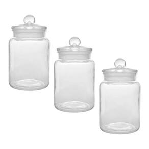 Kit 3 Potes Porta Mantimentos Vidro Arena 750ml Tampa Lyor