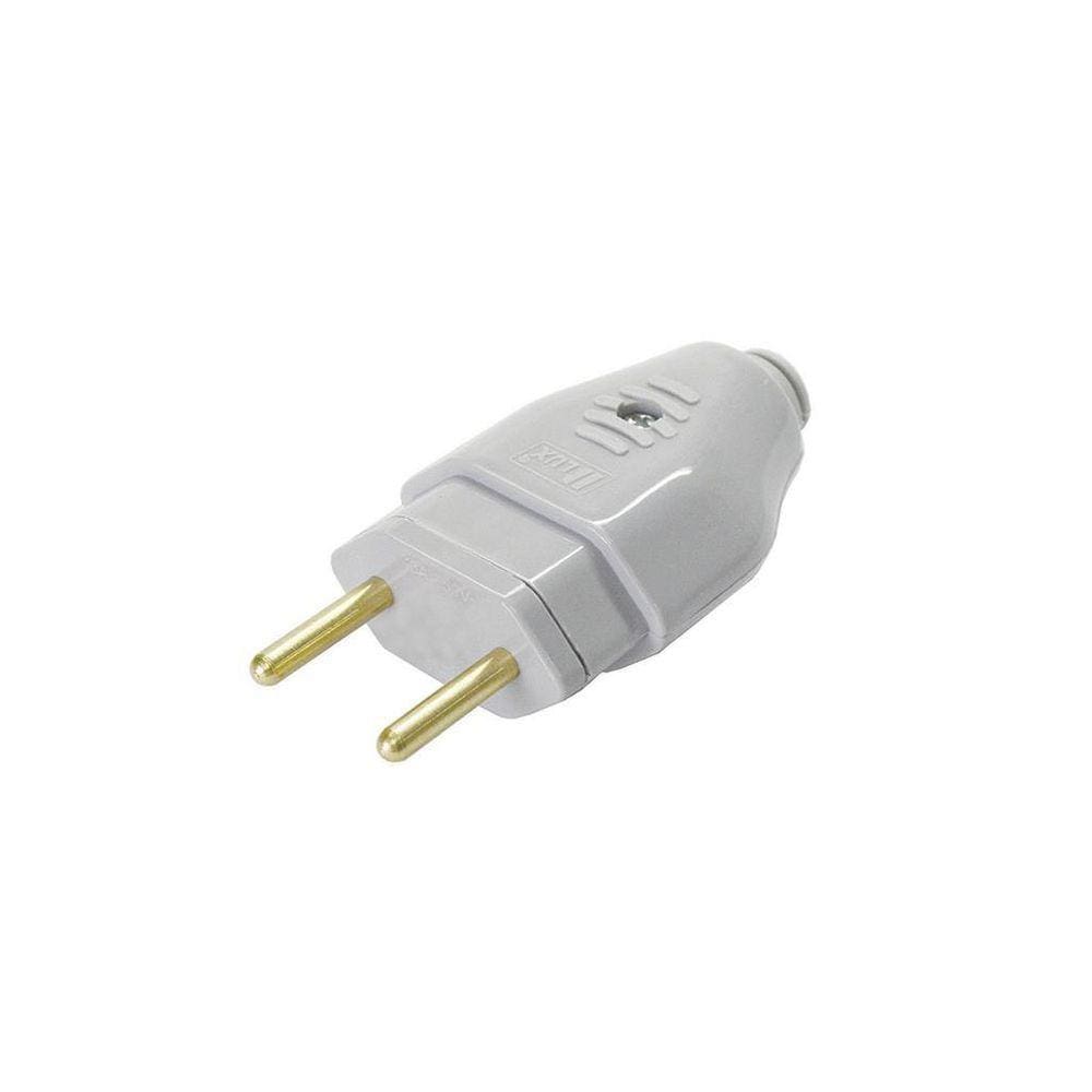 Plugue 180º 2P 10A - Blux Cinza