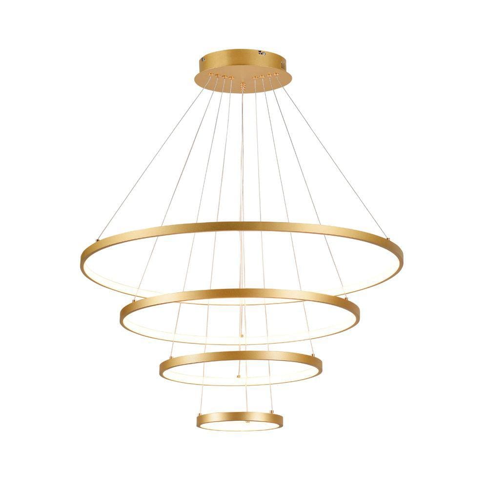 Pendente 4 Anéis Dourado 80cm Led 101W 3000K Bivolt