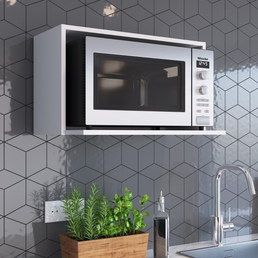 Nicho Branco Aéreo De Cozinha Para Microondas