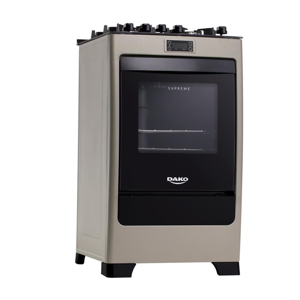 Fogão 4 Bocas Supreme Timer Glass Gás Forno Dako Titanium