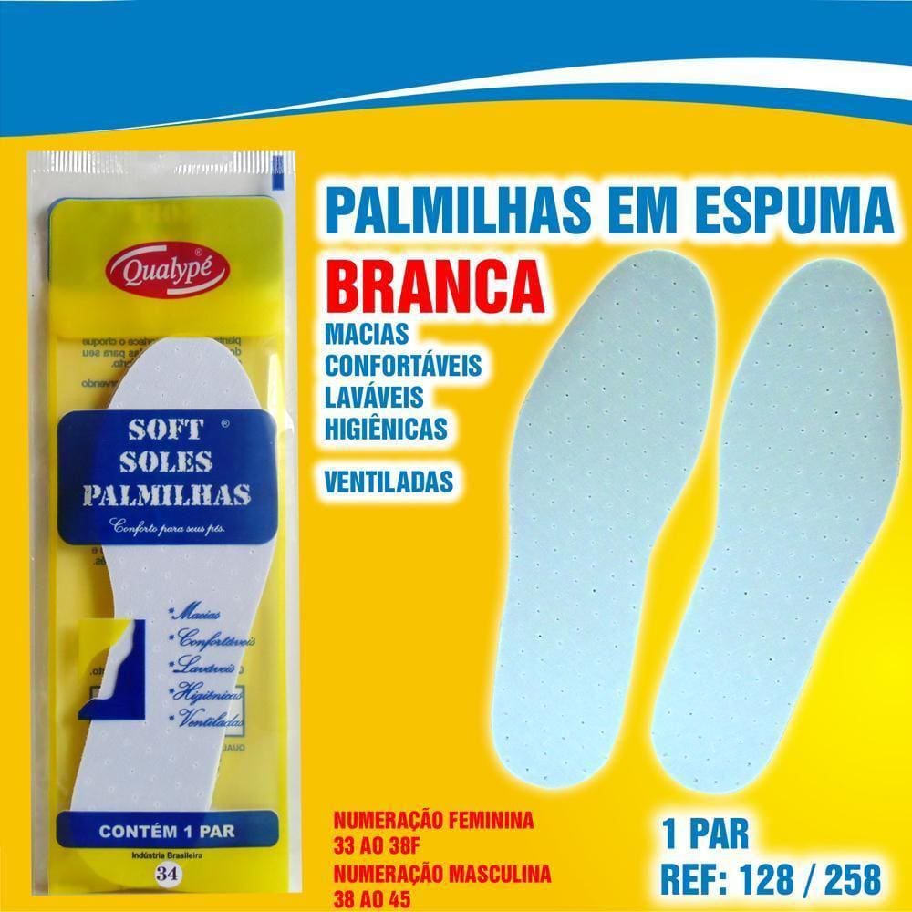 Palmilha Espuma Ajuste Calçado Qualypé Soft Solesbranco 34