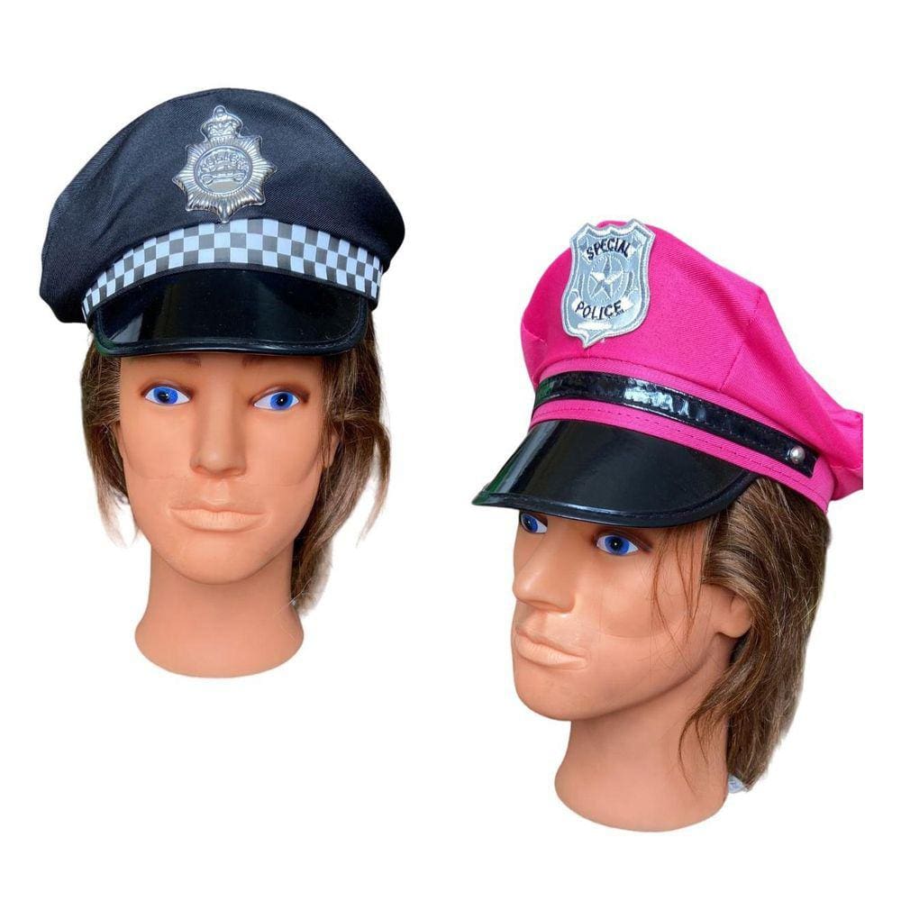 Fantasia De Casal Policial Chapéu Quepe Carnaval -Kit 2 Un
